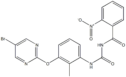 1-(2-ニトロベンゾイル)-3-[3-[(5-ブロモ-2-ピリミジニル)オキシ]-2-メチルフェニル]尿素 化学構造式