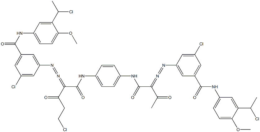 3,3'-[2-(Chloromethyl)-1,4-phenylenebis[iminocarbonyl(acetylmethylene)azo]]bis[N-[3-(1-chloroethyl)-4-methoxyphenyl]-5-chlorobenzamide] Structure