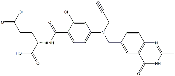 (2S)-2-[2-Chloro-4-[N-[(3,4-dihydro-2-methyl-4-oxoquinazolin)-6-ylmethyl]-N-(2-propynyl)amino]benzoylamino]glutaric acid 结构式
