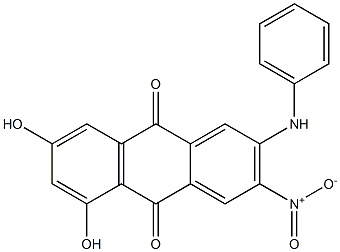 2-Anilino-5,7-dihydroxy-3-nitroanthraquinone Structure