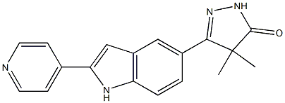 5-[2-(4-ピリジニル)-1H-インドール-5-イル]-4,4-ジメチル-2H-ピラゾール-3(4H)-オン 化学構造式