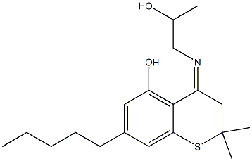 3,4-Dihydro-5-hydroxy-4-[2-hydroxypropylimino]-2,2-dimethyl-7-pentyl-2H-1-benzothiopyran,,结构式