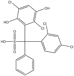 (2,4-ジクロロフェニル)(2,5-ジクロロ-3,6-ジヒドロキシフェニル)フェニルメタンスルホン酸 化学構造式