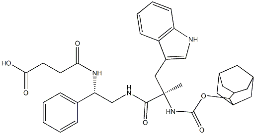 4-[(S)-2-[(R)-2-(Adamantan-2-yloxycarbonylamino)-3-(1H-indol-3-yl)-2-methylpropanoylamino]-1-phenylethylamino]-4-oxobutyric acid Struktur