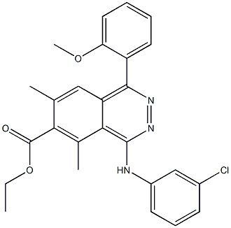1-(2-Methoxyphenyl)-4-(3-chlorophenylamino)-5,7-dimethylphthalazine-6-carboxylic acid ethyl ester,,结构式