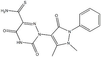1-[(2,5-Dihydro-2,3-dimethyl-5-oxo-1-phenyl-1H-pyrazol)-4-yl]-5-thiocarbamoyl-6-azauracil,,结构式