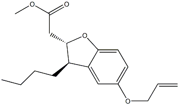 (2S,3R)-3-ブチル-5-[(2-プロペニル)オキシ]-2,3-ジヒドロベンゾフラン-2-酢酸メチル 化学構造式