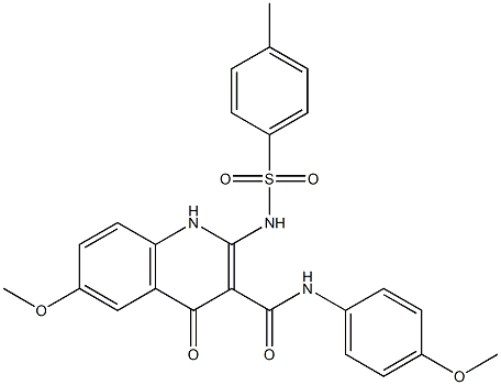 1,4-Dihydro-6-methoxy-N-(4-methoxyphenyl)-2-(4-methylphenylsulfonylamino)-4-oxoquinoline-3-carboxamide,,结构式