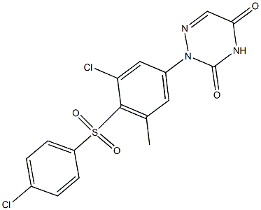 2-[5-クロロ-3-メチル-4-(4-クロロフェニルスルホニル)フェニル]-1,2,4-トリアジン-3,5(2H,4H)-ジオン 化学構造式