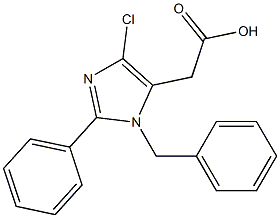 1-ベンジル-4-クロロ-2-(フェニル)-1H-イミダゾール-5-酢酸 化学構造式