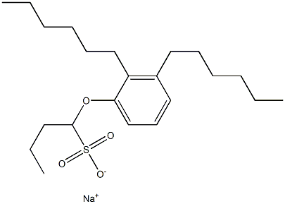 1-(2,3-ジヘキシルフェノキシ)ブタン-1-スルホン酸ナトリウム 化学構造式