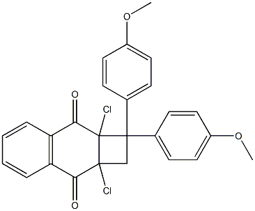 2a,8a-Dichloro-1,2,2a,8a-tetrahydro-1,1-bis(4-methoxyphenyl)cyclobuta[b]naphthalene-3,8-dione 结构式