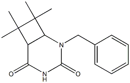 2-ベンジル-7,7,8,8-テトラメチル-2,4-ジアザビシクロ[4.2.0]オクタン-3,5-ジオン 化学構造式