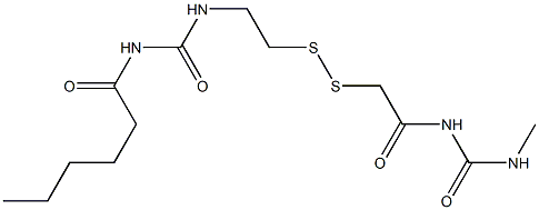 1-Hexanoyl-3-[2-[[(3-methylureido)carbonylmethyl]dithio]ethyl]urea Structure