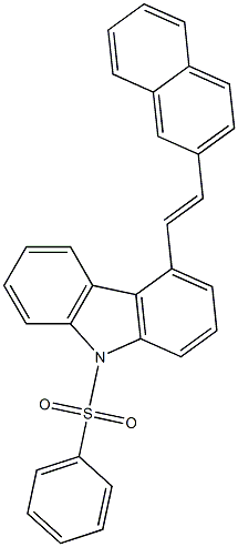 4-[2-(2-ナフタレニル)エテニル]-9-フェニルスルホニル-9H-カルバゾール 化学構造式
