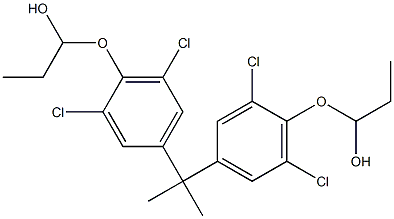 2,2-ビス[3,5-ジクロロ-4-(1-ヒドロキシプロポキシ)フェニル]プロパン 化学構造式