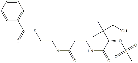 [S,(-)]-4-Hydroxy-2-methylsulfonyloxy-N-[2-[(2-benzoylthioethyl)carbamoyl]ethyl]-3,3-dimethylbutyramide Struktur