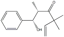 (1S,2S)-1-ヒドロキシ-2,4,4-トリメチル-1-フェニル-5-ヘキセン-3-オン 化学構造式