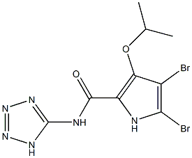 4,5-ジブロモ-3-イソプロピルオキシ-N-(1H-テトラゾール-5-イル)-1H-ピロール-2-カルボアミド 化学構造式