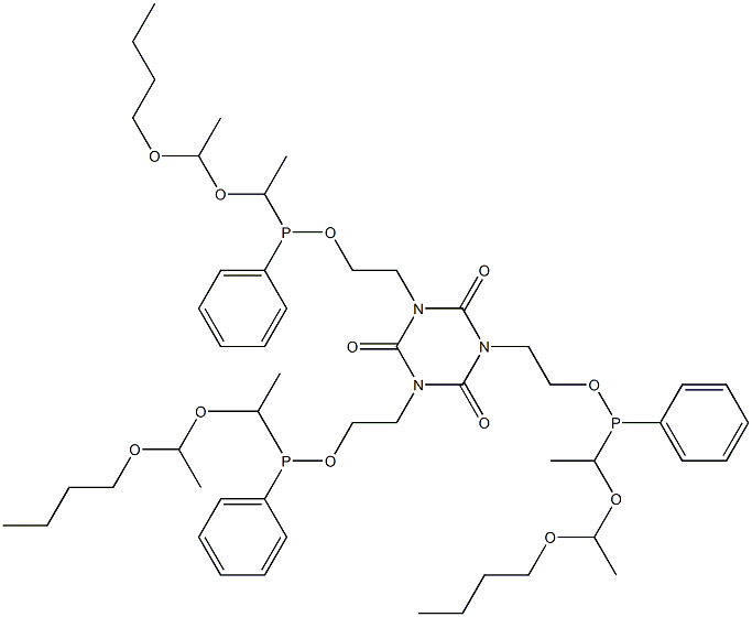 1,3,5-Tris[2-[[[1-(1-butoxyethoxy)ethyl]phenylphosphino]oxy]ethyl]-1,3,5-triazine-2,4,6(1H,3H,5H)-trione Structure