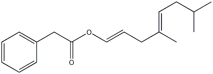 Phenylacetic acid 4,7-dimethyl-1,4-octadienyl ester 结构式