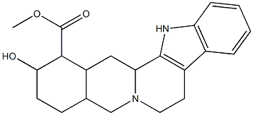1,2,3,4,4a,5,7,8,13,13b,14,14a-ドデカヒドロ-2-ヒドロキシ-1-(メトキシカルボニル)ベンゾ[g]インドロ[2,3-a]キノリジン 化学構造式