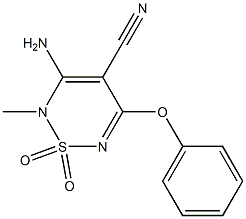 3-Amino-4-cyano-2-methyl-5-phenoxy-2H-1,2,6-thiadiazine 1,1-dioxide Structure