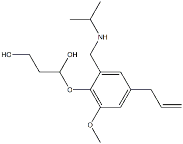 3-[4-アリル-2-[(イソプロピルアミノ)メチル]-6-メトキシフェノキシ]-1,3-プロパンジオール 化学構造式