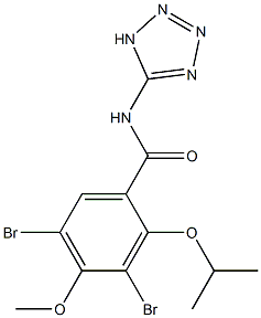 2-Isopropyloxy-3,5-dibromo-4-methoxy-N-(1H-tetrazol-5-yl)benzamide,,结构式