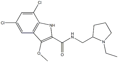 5,7-Dichloro-N-[(1-ethyl-2-pyrrolidinyl)methyl]-3-methoxy-1H-indole-2-carboxamide Structure