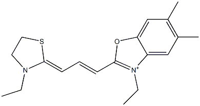 3-Ethyl-2-[3-(3-ethylthiazolidin-2-ylidene)-1-propenyl]-5,6-dimethylbenzoxazol-3-ium Structure