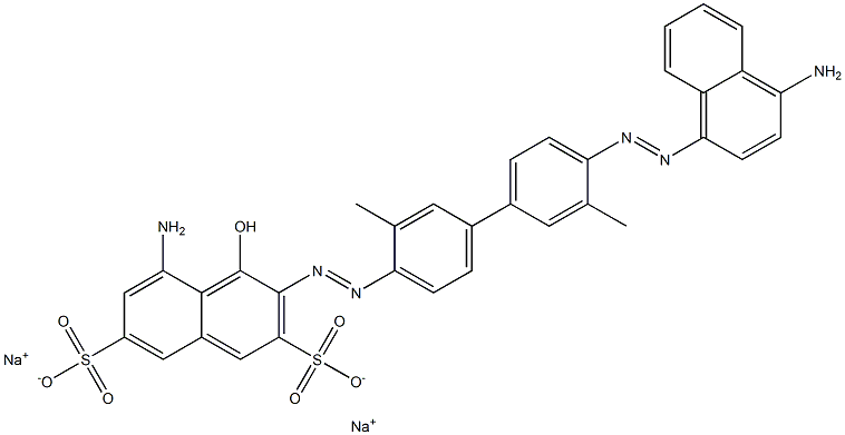 5-Amino-3-[[4'-[(4-amino-1-naphthalenyl)azo]-3,3'-dimethyl-1,1'-biphenyl-4-yl]azo]-4-hydroxynaphthalene-2,7-disulfonic acid disodium salt Structure