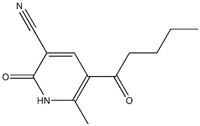 5-ペンタノイル-1,2-ジヒドロ-6-メチル-2-オキソピリジン-3-カルボニトリル 化学構造式