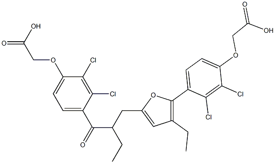 [4-[3-Ethyl-5-[3-[4-[(carboxymethyl)oxy]-2,3-dichlorophenyl]-3-oxo-2-ethylpropyl]furan-2-yl]-2,3-dichlorophenoxy]acetic acid,,结构式