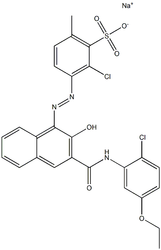 2-Chloro-6-methyl-3-[[3-[[(2-chloro-5-ethoxyphenyl)amino]carbonyl]-2-hydroxy-1-naphtyl]azo]benzenesulfonic acid sodium salt 结构式