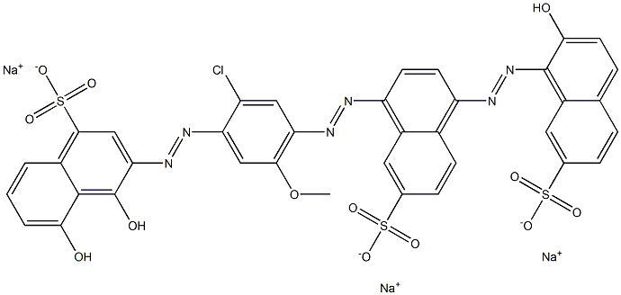 3-[[2-Chloro-4-[[4-[(2-hydroxy-7-sulfo-1-naphtyl)azo]-7-sulfo-1-naphtyl]azo]-5-methoxyphenyl]azo]-4,5-dihydroxy-1-naphthalenesulfonic acid trisodium salt,,结构式