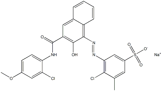 4-Chloro-3-methyl-5-[[3-[[(2-chloro-4-methoxyphenyl)amino]carbonyl]-2-hydroxy-1-naphtyl]azo]benzenesulfonic acid sodium salt Struktur