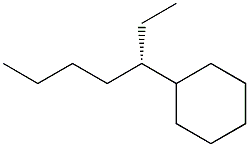 [S,(-)]-3-シクロヘキシルヘプタン 化学構造式
