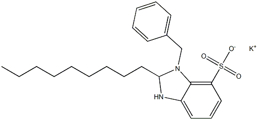 1-ベンジル-2,3-ジヒドロ-2-ノニル-1H-ベンゾイミダゾール-7-スルホン酸カリウム 化学構造式