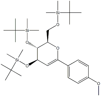 (4R,5R,6R)-5,6-Dihydro-2-(4-methoxyphenyl)-4,5-bis(tert-butyldimethylsilyloxy)-6-(tert-butyldimethylsilyloxymethyl)-4H-pyran Struktur