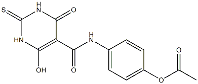 1,2,3,4-テトラヒドロ-6-ヒドロキシ-2-チオキソ-4-オキソ-N-(4-アセトキシフェニル)ピリミジン-5-カルボアミド 化学構造式