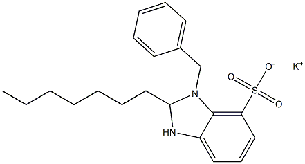 1-Benzyl-2-heptyl-2,3-dihydro-1H-benzimidazole-7-sulfonic acid potassium salt Structure