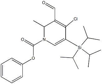 3-Formyl-4-chloro-1,2-dihydro-5-(triisopropylsilyl)-2-methylpyridine-1-carboxylic acid phenyl ester,,结构式