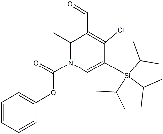 3-Formyl-4-chloro-1,2-dihydro-5-(triisopropylsilyl)-2-methylpyridine-1-carboxylic acid phenyl ester Structure