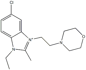 5-Chloro-1-ethyl-2-methyl-3-(2-morpholinoethyl)-1H-benzimidazol-3-ium 结构式