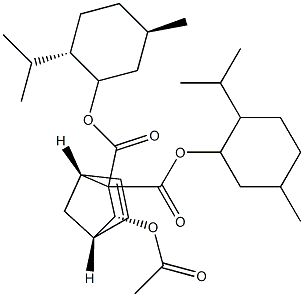 (1R,3R,4S)-3-Acetoxybicyclo[2.2.1]hepta-5-ene-2,2-dicarboxylic acid bis[(1R,2S,5R)-2-isopropyl-5-methylcyclohexyl] ester Structure