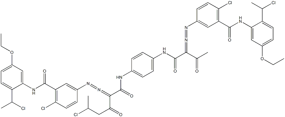 3,3'-[2-(1-Chloroethyl)-1,4-phenylenebis[iminocarbonyl(acetylmethylene)azo]]bis[N-[2-(1-chloroethyl)-5-ethoxyphenyl]-6-chlorobenzamide] Structure