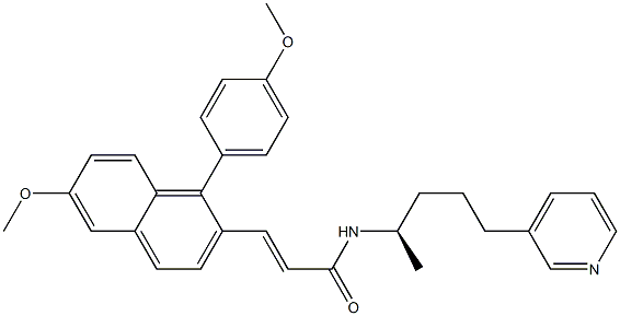 (E)-3-(6-Methoxy-1-(4-methoxyphenyl)naphthalen-2-yl)-N-[(R)-1-methyl-4-(3-pyridinyl)butyl]acrylamide Structure