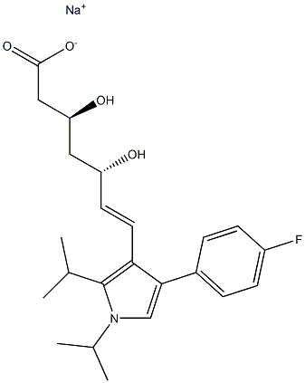 (3S,5S,6E)-3,5-Dihydroxy-7-[1,2-diisopropyl-4-(4-fluorophenyl)-1H-pyrrol-3-yl]-6-heptenoic acid sodium salt Structure