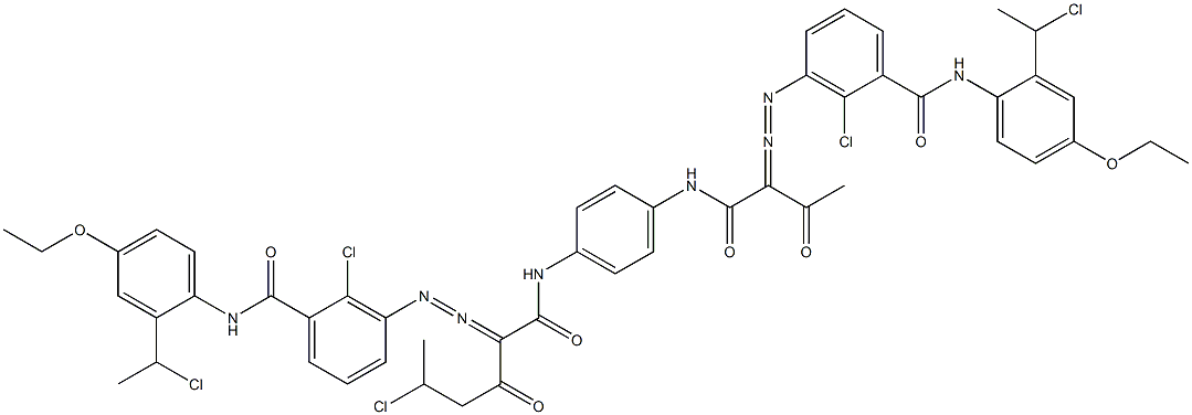 3,3'-[2-(1-Chloroethyl)-1,4-phenylenebis[iminocarbonyl(acetylmethylene)azo]]bis[N-[2-(1-chloroethyl)-4-ethoxyphenyl]-2-chlorobenzamide] 结构式
